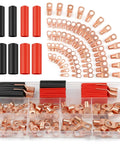 Copper Wire Lugs Assortment Kit With 130Pcs AWG 2 4 6 8 10 12 Battery Cable Ends 66Pcs Heat Shrink Tubing 64Pcs Ring Terminals