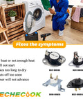 Dryer Repair Kit With Thermal Fuse Thermostat Thermistor And High Limit Thermostat For Samsung LG Kenmore Dryers, Parts Shown
