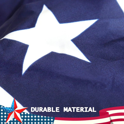 Close-up of Totally Patriotic 3x6 Ft Pleated Fan Flags Set Of 4 for Fourth of July and Memorial Day, showing durable star pattern fabric