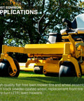 Universal Fit Flat Free Tire And Wheel Assembly For Zero Turn Mowers 11x4.00-5 on yellow lawn mower, side view on grass