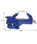 Heavy Duty 4 Inch Bench Vise With 360 Degree Swivel Locking Base Desktop Clamp Cast Steel Construction side view