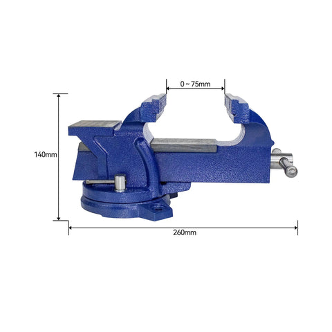 Heavy Duty 4 Inch Bench Vise With 360 Degree Swivel Locking Base Desktop Clamp Cast Steel Construction side view