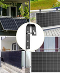 Two Pack Solar Panel Fence Mounting Kit For Balcony And Outdoor Spaces with black universal brackets and various installations