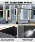 Sturdy carbon steel material in matte black, showcasing Hella Durable Heavy Duty Post Brackets 4 Pack for deck railing support.