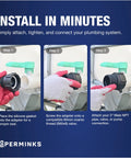 Three-step guide for Tough As Nails Ibc Tote Adapter installation, showing connector assembly for 2 Inch Npt pipe.