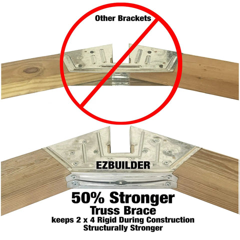 50 Percent Stronger Truss Shed Kit With Galvanized Steel Brackets For Easy Framing, Fits 6 To 14 Inch Widths, Any Length Storage Barn Garage Playhouse, 2x4 Framing, Roof Wood Not Included
