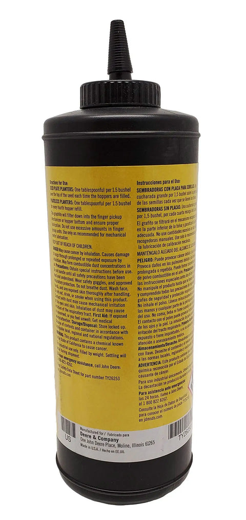 Powdered Graphite Lubricant For Machinery Single Pack TY26253 OEM bottle side view with yellow label and instructions visible.