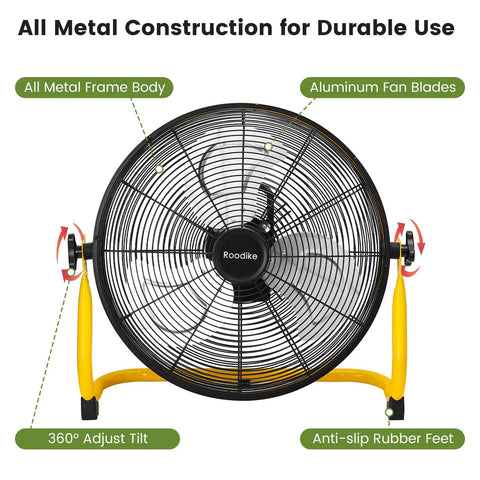 16 Inch Solar Rechargeable Floor Fan With 35W Power, Battery Operated For Outdoor Garden Greenhouse Barn Stable Camping And Garage, Delivers Strong Air Flow, Long Battery Life, Easy Setup, Portable Cooling