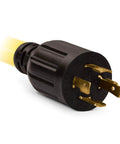 Heavy Duty 25 Foot Generator Extension Cord From L14-30P To Four 5-20R, 30 Amp 125/250-Volt Locking Outlet plug detail