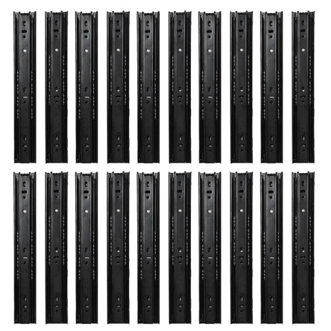 Beefed Up Heavy Duty Three Section Drawer Slides Black 12 Inch 100 Pound Load Capacity for home office use, set of 10 pairs