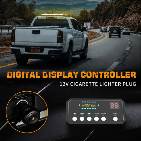 Heavy Duty Twenty Eight Point Four Inch Eighty Led Roof Strobe Light Bar Featuring Slick Amber And White Flashing Visibility For Roadside Safety And Commercial Fleet Rig Operations