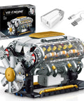 V8 Engine Model Kit That Runs Hands On Build Your Own Mini Visible Car Motor Realistic Piston Motion Turbocharger Science DIY Set and box