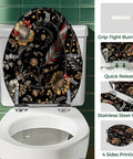 Elongated Toilet Seat Resin for Bathroom, floral design, fits standard toilets, includes easy installation features.