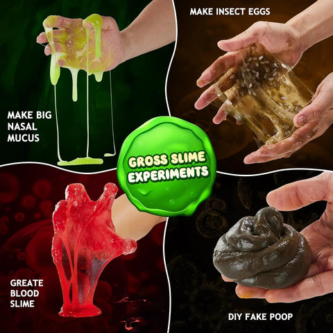 Gross Science Kit For Kids 75 Plus Experiments Slime Chemistry Set With Brain Dissection And Poop Experiments includes slime activities.