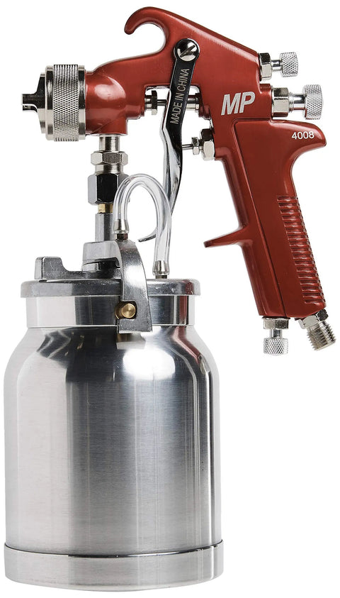 All Purpose Spray Gun With Cup Red Handle 1.8mm Nozzle Adjustable Wide Fan Pattern Dripless 1 Quart Cup