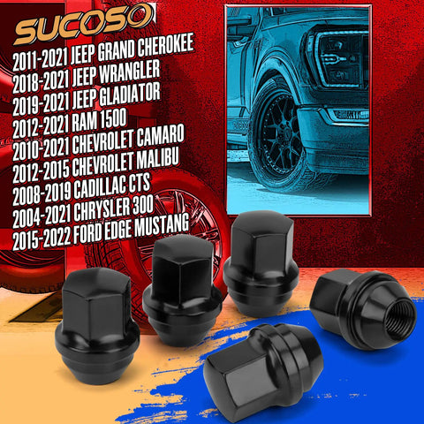 Large Acorn Lug Nuts 20 Pack M14x1.5 Closed End One-Piece Lugnuts for SUVs and trucks with wheel close-up