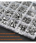 Massive 1280Pcs Stainless Steel Hex Socket Cap Screws Set With M2 M3 M4 M5 Bolts Nuts And Washers In Classified Storage Box Anti Rust Corrosion Resistant Fasteners For Home Garage Auto DIY Projects, assorted stainless fasteners in compartments