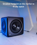 Compact Studio Subwoofer With ARC X Auto Calibration And 25 Hz Deep Bass, 6.5 Inch Driver, Dual Passive Radiators on desktop