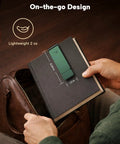 Rechargeable Clip On LED Reading Light With 3 Color Temperatures Smooth Stepless Dimming Memory Function Ultra Lightweight Bookmark Design shown clipped on a book for bedside use.