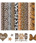 Leopard Print Permanent Vinyl Sheets Bundle 12X10 Inch, 10 Pack With 2 Transfer Papers, includes cheetah, zebra, cow patterns for DIY.