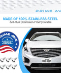 Stainless Steel License Plate Screws Kit For Front And Rear No Rust Easy Install Rattle Proof Fasteners with car and badge view