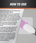 Instructions for DryDex Spackling Wall Repair Patch Kit With Pink To White Dry Time Indicator 8 Oz showing application process.