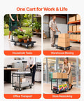 Heavy Duty 2 Tier Foldable Platform Hand Truck With 700 Lb Capacity used for household, warehouse, office, and store tasks.
