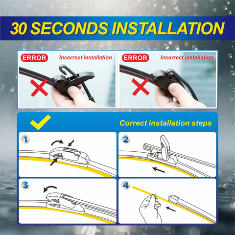 Windshield Wiper Blades Set For Kia Sorento 2016 2020 And Hyundai Santa Fe 2019 2023 Silicone Water Repellent installation guide