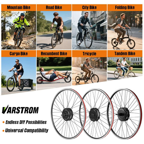 Rear Hub Motor Conversion Kit 48V 500W to 750W For Electric Bikes Ride Upgrade Fits 20 In 26 In 27.5 In 700C Rear Wheel Disc Or V Brake Cassette Compatible Geared Brushless Motor Battery And Display Optional
