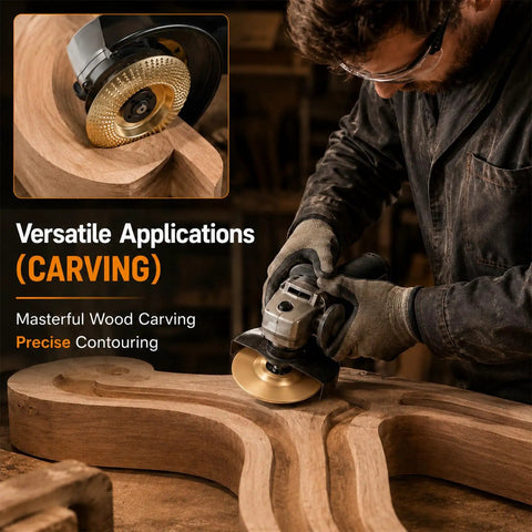 Badass Tungsten Carbide Angle Grinder Wood Carving And Sanding Disc Set Quick Slice Blade Kit for four inch wood carving.