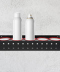 Wall Mounted Spray Bottle Holder And Storage Organizer Rack For Garage Car Wash Home Cleaners Built Tough Black Iron Frame with spray bottles.