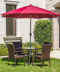 Universal Outdoor Umbrella Stand Heavy Duty Steel Tube Holder For Cement And Granite Boards DIY Tabletop Base supporting red umbrella