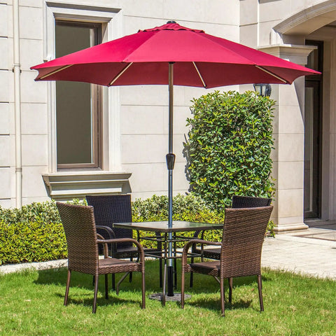 Universal Outdoor Umbrella Stand Heavy Duty Steel Tube Holder For Cement And Granite Boards DIY Tabletop Base supporting red umbrella