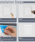 Installation steps for Dead Simple Self Adhesive Access Panel For Drywall Five Inch By Seven Inch Peel And Stick Wall Hole Cover.