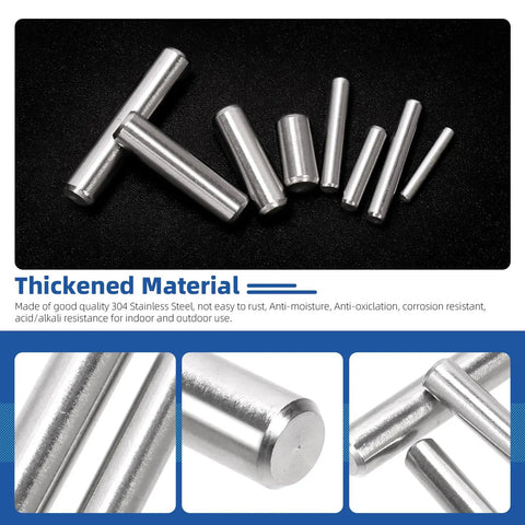 110 Piece Stainless Steel Dowel Pins Kit 2 To 5mm Assorted Diameters And 8 To 30mm Lengths for Cabinets and Woodworking