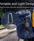 Bluetooth Speaker IPX5 Waterproof Portable Shower Speaker With 12 Hour Battery And Micro SD Playback clipped to backpack