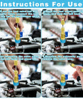 Visual instructions for 31Pcs R134A Valve Core Quick Remover And Installer Tool Set for AC system use, step-by-step process