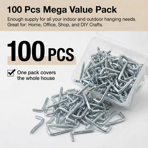 Level Up Your Home Storage Game With These 100 Pack Stainless Steel L Hooks Right Angle Screw Eye Hooks Rust Resistant Wall Mounts For Keys Jewelry And Quick Office Ready Setup Anytime Now, 100 pcs in storage container.
