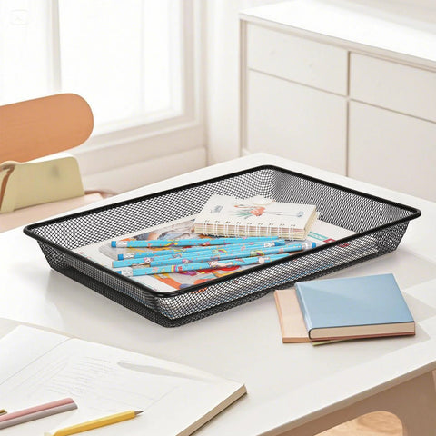AZFUNN black metal mesh desk paper tray organizer, 5-pack