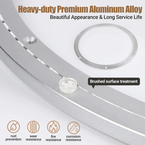18-inch aluminum alloy lazy Susan bearing ring with brushed finish.