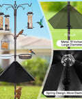 Six Hook Outdoor Bird Feeding Station Kit With 94 Inch Heavy Duty Pole Four Feeders Wide 19 Inch Metal Squirrel Baffle