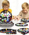 Kids with 96 Piece Science Party Tableware Set With 24 9 Inch Plates 24 7 Inch Plates 24 Napkins And 24 Forks Durable 350 GSM