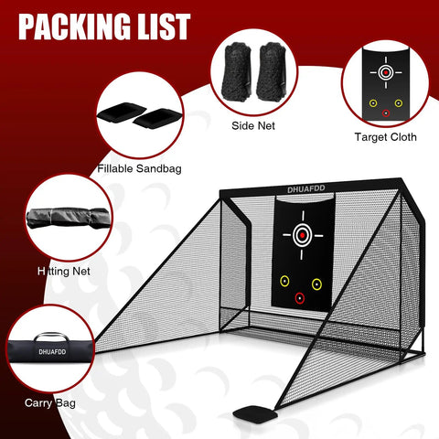 Heavy Duty Golf Hitting Net With Target Cloth 10 X 7.5 Feet Side Barriers Backyard Practice Net For Home Garage Swing Training Indoor