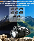 Knockout 69322 TLR Clamp Jaw Kit For Streamlight 1913 Short Rail Accessory Replacement Set shown with tactical flashlight outdoors.
