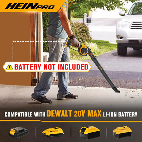 Person using Cordless Leaf Blower For 20V DeWalt System, Lightweight 200 MPH Handheld Yard Blower With 3 Speed Modes, Tool Only