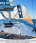 66 Piece Stainless Steel Cotter Ring Kit With Five Sizes Durable 316 Stainless Steel Split Rings For Clevis Pins Marine Hardware And Hitch Pin Lock Systems Pro Grade Corrosion Resistant For Harsh Environments shown securing sailboat rigging.