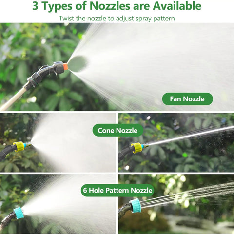 Electric Telescopic Sprayer Wand with 3 Adjustable Nozzles and 16.4 Foot Hose No Fuss Battery Powered Garden Sprayer.
