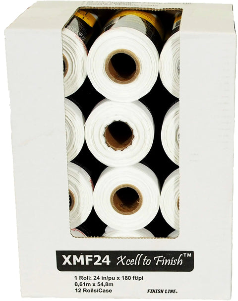 Bulk Pack Masking Film Rolls 12 Rolls 180 Feet Each 24 Inch Width Self Adhering Plastic in case, top view