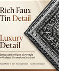 Antique Silver 2x2 PVC Ceiling Tile Pack Of 10 For Glue-Up Or Lay-In Install, Durable Embossed Panels Close-Up Detail