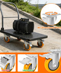 Top Shelf 4 Inch Caster Wheels With Brakes Set Of Four Heavy Duty Plate Casters shown on a utility cart with motor.